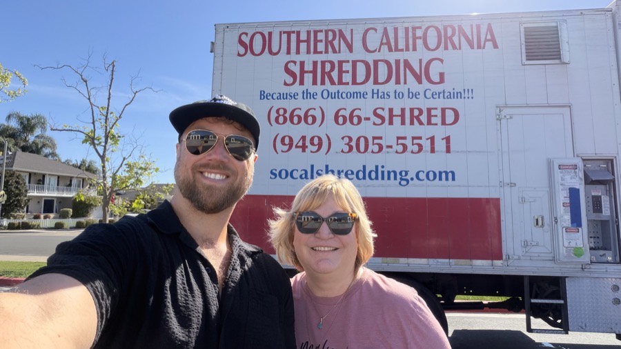 Barbara and David at the community shred event